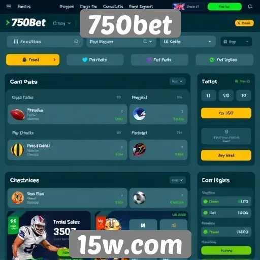 Interface de usuário do site 750bet em destaque